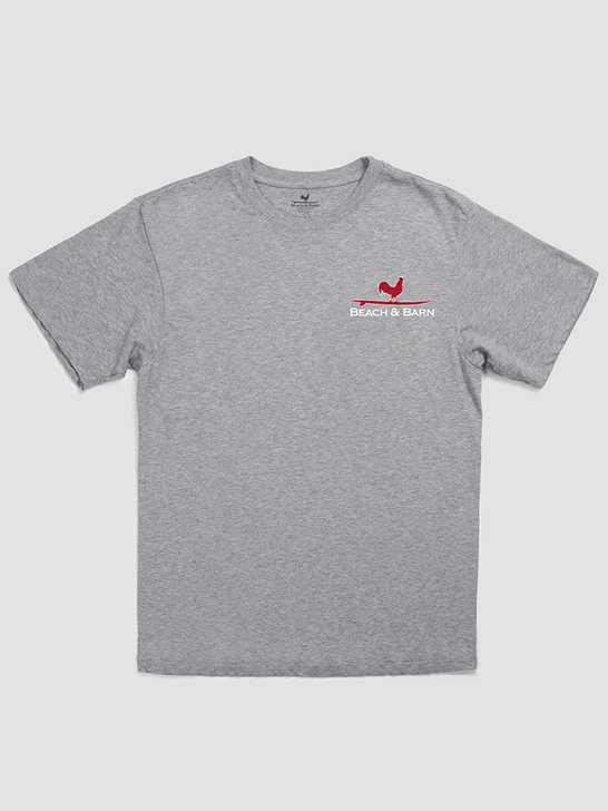Beach & Barn STARS & STRIPES Short Sleeve Tee Oxford Heather front view. If you need any assistance with this item or the purchase of this item please call us at five six one seven four eight eight eight zero one Monday through Saturday 10:00a.m EST to 8:00 p.m EST