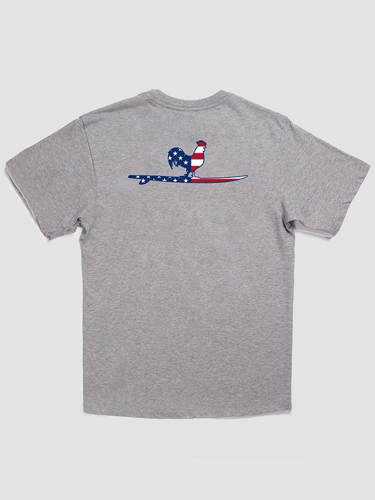 Beach & Barn STARS & STRIPES Short Sleeve Tee Oxford Heather back view. If you need any assistance with this item or the purchase of this item please call us at five six one seven four eight eight eight zero one Monday through Saturday 10:00a.m EST to 8:00 p.m EST