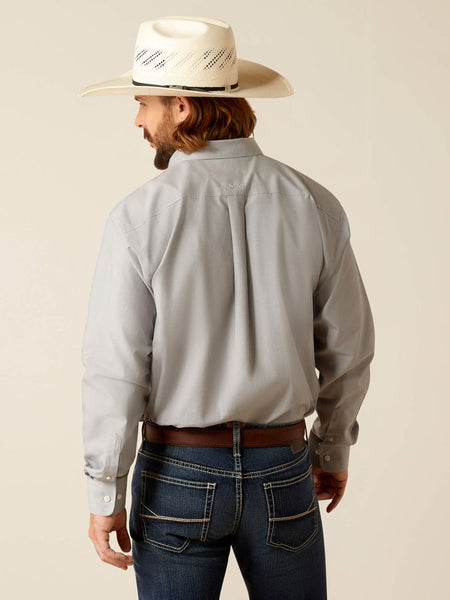 Ariat 10048867 Mens Wrinkle Free Solid Pinpoint Oxford Shirt Harbor Mist back view. If you need any assistance with this item or the purchase of this item please call us at five six one seven four eight eight eight zero one Monday through Saturday 10:00a.m EST to 8:00 p.m EST