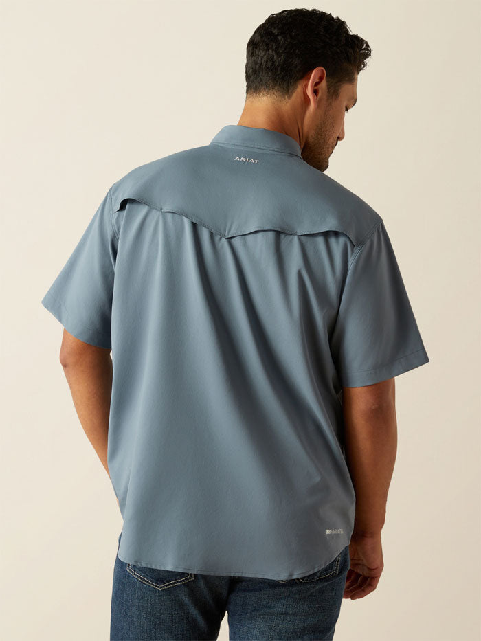 Ariat 10058813 Mens Western VentTEK Classic Fit Shirt Newsboy Blue front view. If you need any assistance with this item or the purchase of this item please call us at five six one seven four eight eight eight zero one Monday through Saturday 10:00a.m EST to 8:00 p.m EST