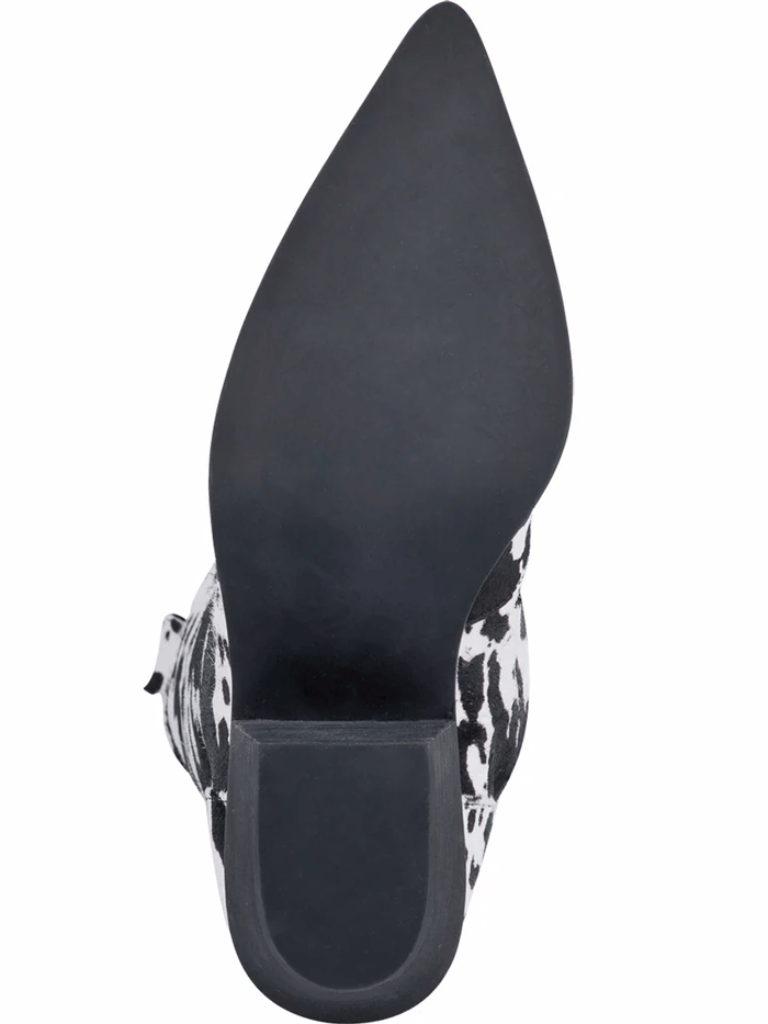 Dingo DI127-BK Womens Live A Little Leather Boot Cowprint Black front and side view. If you need any assistance with this item or the purchase of this item please call us at five six one seven four eight eight eight zero one Monday through Saturday 10:00a.m EST to 8:00 p.m EST
