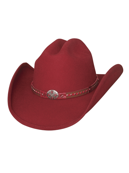 Bullhide ACTIVATED 0788R Womens Fashion Felt Collection Hat Red front and side view. If you need any assistance with this item or the purchase of this item please call us at five six one seven four eight eight eight zero one Monday through Saturday 10:00a.m EST to 8:00 p.m EST