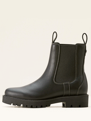 Ariat 10053771 Womens Wexford Lug Mid Waterproof Chelsea Boot Jet Black side view. If you need any assistance with this item or the purchase of this item please call us at five six one seven four eight eight eight zero one Monday through Saturday 10:00a.m EST to 8:00 p.m EST