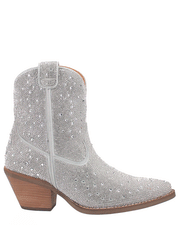 Dingo DI577 Womens Rhinestone Cowgirl Leather Bootie Silver outter side view. If you need any assistance with this item or the purchase of this item please call us at five six one seven four eight eight eight zero one Monday through Saturday 10:00a.m EST to 8:00 p.m EST