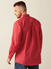 Ariat 10058961 Mens Team Fallon Classic Fit Shirt Red back view. If you need any assistance with this item or the purchase of this item please call us at five six one seven four eight eight eight zero one Monday through Saturday 10:00a.m EST to 8:00 p.m EST