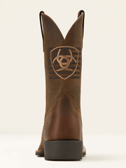 Ariat 10061326 Mens Sport Freeedom Cowboy Boot Distressed Brown back view. If you need any assistance with this item or the purchase of this item please call us at five six one seven four eight eight eight zero one Monday through Saturday 10:00a.m EST to 8:00 p.m EST