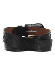 Tony Lama C41513 Westerly Ride Leather Tooled Belt Black back view. If you need any assistance with this item or the purchase of this item please call us at five six one seven four eight eight eight zero one Monday through Saturday 10:00a.m EST to 8:00 p.m EST