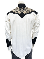 Rockmount 6789-KHA Mens Floral Embroidered Western Shirt Ivory back view. If you need any assistance with this item or the purchase of this item please call us at five six one seven four eight eight eight zero one Monday through Saturday 10:00a.m EST to 8:00 p.m EST

