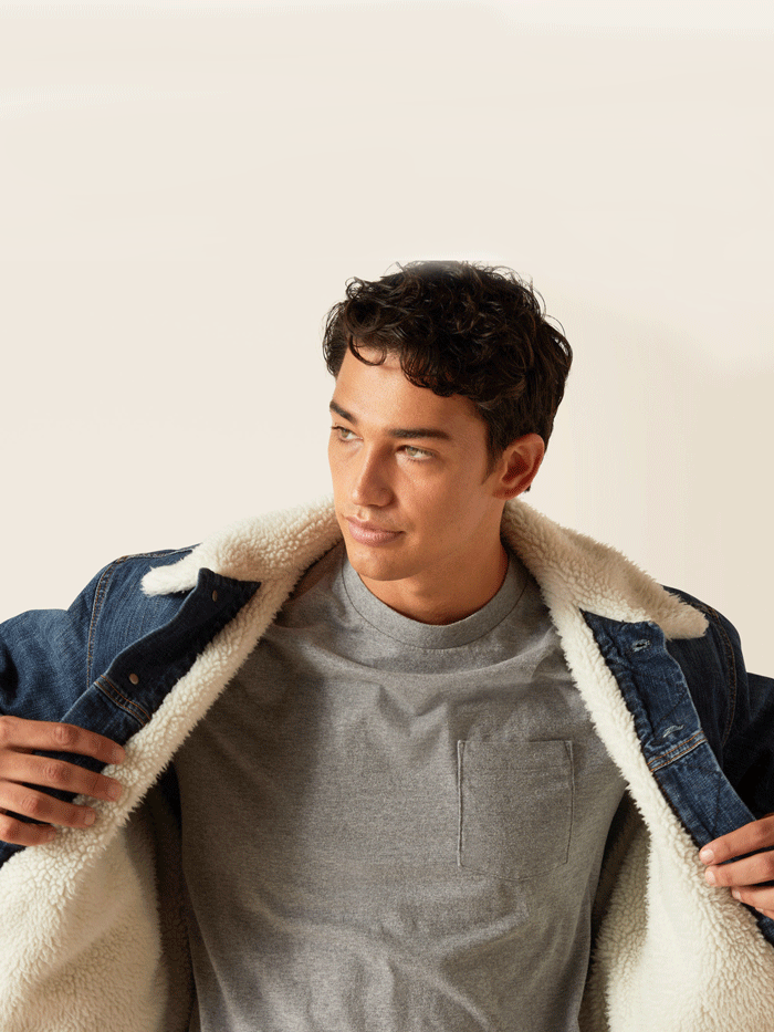 Ariat 10047438 Mens Sherpa Lined Trucker Jacket Blue Rock Denim