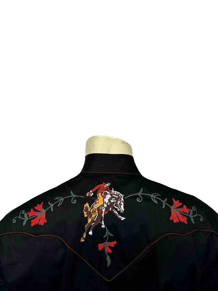 Rockmount 6840-BLK Mens Vintage Bronc Embroidered Western Shirt Black front view. If you need any assistance with this item or the purchase of this item please call us at five six one seven four eight eight eight zero one Monday through Saturday 10:00a.m EST to 8:00 p.m EST