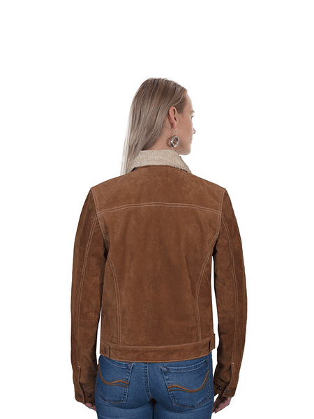Scully L1019-81 Womens Sherpa Lined Suede Jacket Cinnamon back view. If you need any assistance with this item or the purchase of this item please call us at five six one seven four eight eight eight zero one Monday through Saturday 10:00a.m EST to 8:00 p.m EST