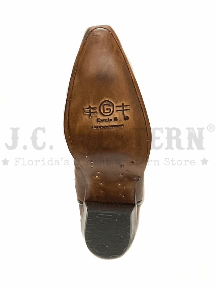 Circle G L6014 Ladies Triad Embroidery Boot Cinnamon Brown front and side view. If you need any assistance with this item or the purchase of this item please call us at five six one seven four eight eight eight zero one Monday through Saturday 10:00a.m EST to 8:00 p.m EST