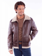 Scully 2049-702 Mens Zip Front Lined Leather Jacket Chocolate front view. If you need any assistance with this item or the purchase of this item please call us at five six one seven four eight eight eight zero one Monday through Saturday 10:00a.m EST to 8:00 p.m EST