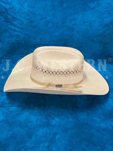 Larry Mahan MSUS42OLDX 10X OLD GLORY Straw Hat Ivory left side view. If you need any assistance with this item or the purchase of this item please call us at five six one seven four eight eight eight zero one Monday through Saturday 10:00a.m EST to 8:00 p.m EST