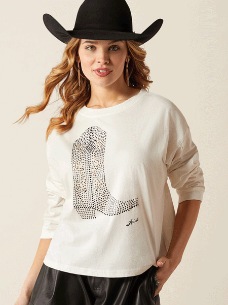 Ariat 10053925 Womens Meant For Walking Long Sleeve T-Shirt Cloud Dancer Ivory front. If you need any assistance with this item or the purchase of this item please call us at five six one seven four eight eight eight zero one Monday through Saturday 10:00a.m EST to 8:00 p.m EST