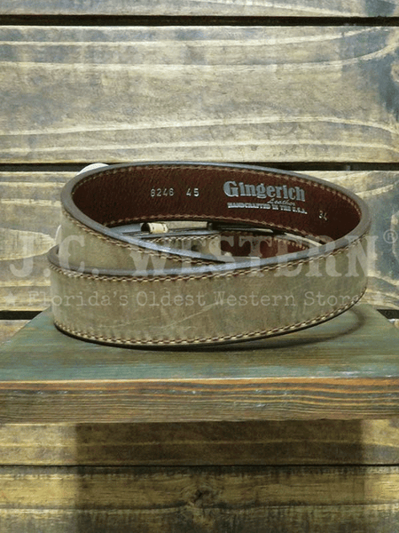 Gingerich 8246-45 Mens Austin Oil Tanned Leather Belt Distressed Brown back view. If you need any assistance with this item or the purchase of this item please call us at five six one seven four eight eight eight zero one Monday through Saturday 10:00a.m EST to 8:00 p.m EST