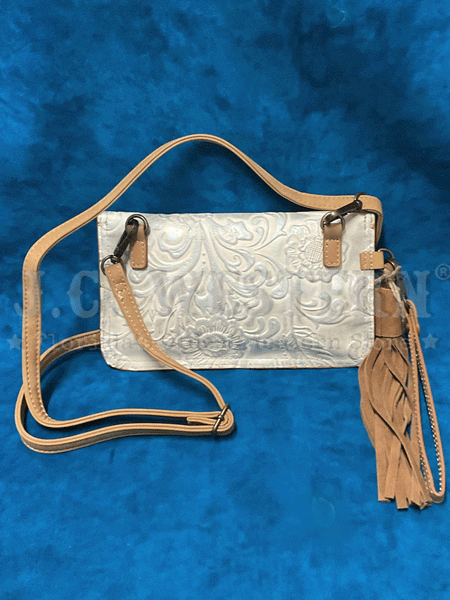 Catchfly 23070841IVY Womens Wristlet With Crossbody Strap Bag Ivory back view. If you need any assistance with this item or the purchase of this item please call us at five six one seven four eight eight eight zero one Monday through Saturday 10:00a.m EST to 8:00 p.m EST
