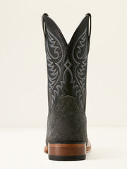 Ariat 10053632 Mens Wiley Cowboy Boot Black Elephant Roughout Print back view. If you need any assistance with this item or the purchase of this item please call us at five six one seven four eight eight eight zero one Monday through Saturday 10:00a.m EST to 8:00 p.m EST