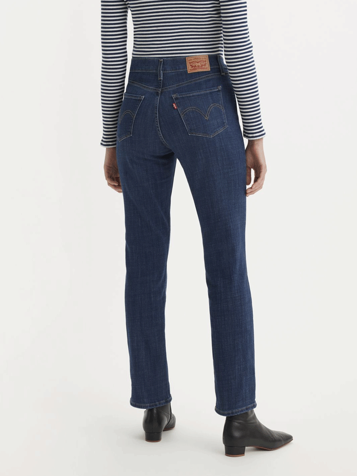 Levi's 392500050 Womens Classic Straight Fit Jean Dark Horse Navy front view. If you need any assistance with this item or the purchase of this item please call us at five six one seven four eight eight eight zero one Monday through Saturday 10:00a.m EST to 8:00 p.m EST