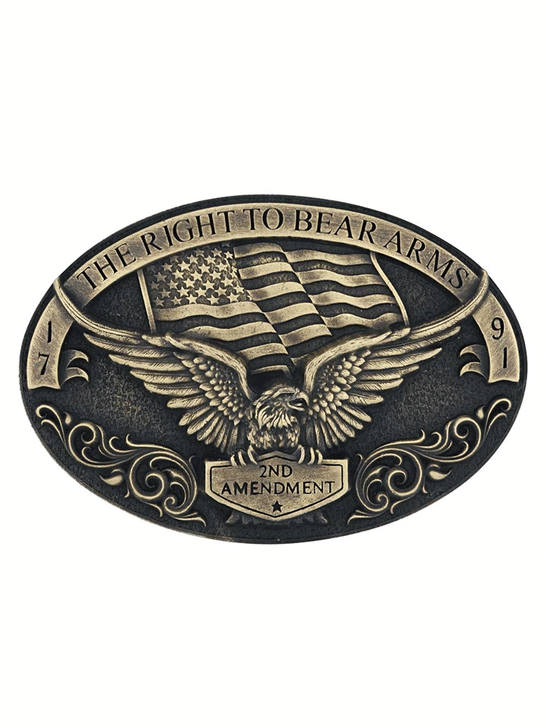 Montana Silversmiths A877 Soaring Eagle Arms Attitude Belt Buckle front. If you need any assistance with this item or the purchase of this item please call us at five six one seven four eight eight eight zero one Monday through Saturday 10:00a.m EST to 8:00 p.m EST