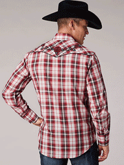 Roper 01-001-0016-4061 Mens Long Sleeve Snap Plaid Western Shirt Red back view. If you need any assistance with this item or the purchase of this item please call us at five six one seven four eight eight eight zero one Monday through Saturday 10:00a.m EST to 8:00 p.m EST