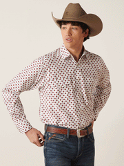 Ariat 10046218 Mens Sheldon Snap Classic Fit Long Sleeve Shirt White front view. If you need any assistance with this item or the purchase of this item please call us at five six one seven four eight eight eight zero one Monday through Saturday 10:00a.m EST to 8:00 p.m EST