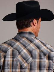 Stetson 11-001-0478-6008 Mens Diamond Back Western Shirt Grey back view. If you need any assistance with this item or the purchase of this item please call us at five six one seven four eight eight eight zero one Monday through Saturday 10:00a.m EST to 8:00 p.m EST