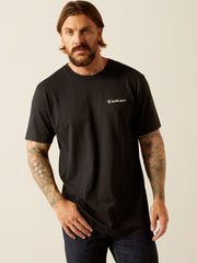 Ariat 10054842 Mens Big Sky Freedom T-Shirt Black front view. If you need any assistance with this item or the purchase of this item please call us at five six one seven four eight eight eight zero one Monday through Saturday 10:00a.m EST to 8:00 p.m EST