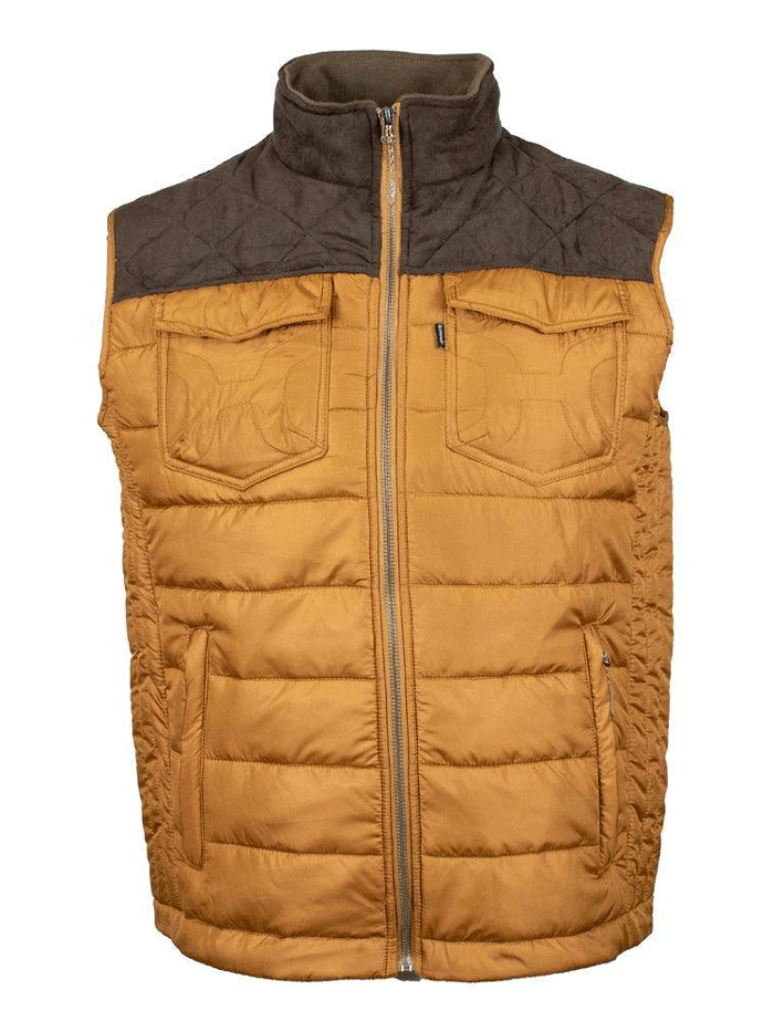 Hooey HV071TNBR Mens Packable Vest Tan And Brown front view. If you need any assistance with this item or the purchase of this item please call us at five six one seven four eight eight eight zero one Monday through Saturday 10:00a.m EST to 8:00 p.m EST