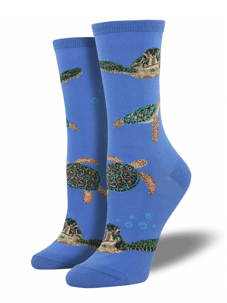 Socksmith WNC421-PRW Womens Sea Turtles Socks Periwinkle front and side view. If you need any assistance with this item or the purchase of this item please call us at five six one seven four eight eight eight zero one Monday through Saturday 10:00a.m EST to 8:00 p.m EST