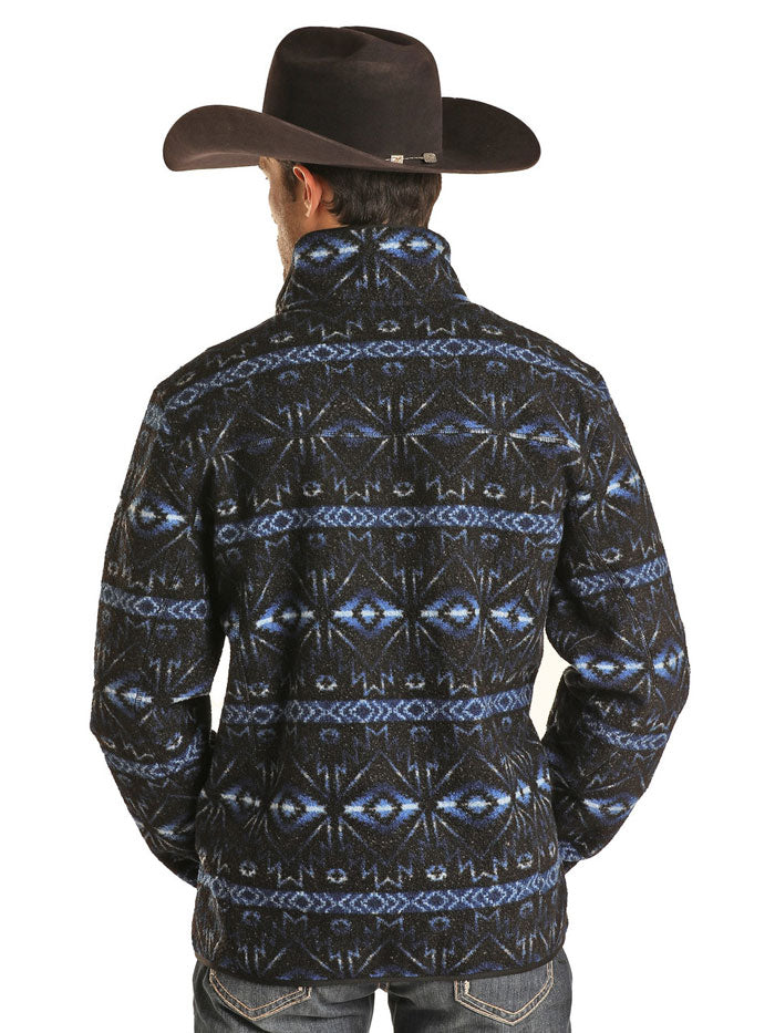 Rock & Roll Denim BM91C01939 Mens Aztec Pullover Blue front view. If you need any assistance with this item or the purchase of this item please call us at five six one seven four eight eight eight zero one Monday through Saturday 10:00a.m EST to 8:00 p.m EST