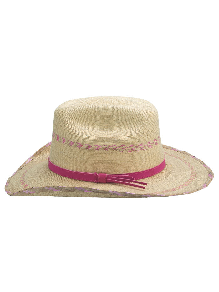 Bullhide ROSEVILLE 5098 Kids Western Straw Hat Pink side / front view. If you need any assistance with this item or the purchase of this item please call us at five six one seven four eight eight eight zero one Monday through Saturday 10:00a.m EST to 8:00 p.m EST