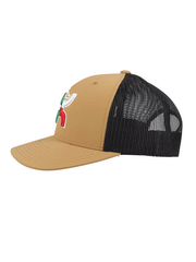 Hooey 2118T-TNBK BOQUILLAS High Profile Snapback Trucker Hat Black And Tan side view. If you need any assistance with this item or the purchase of this item please call us at five six one seven four eight eight eight zero one Monday through Saturday 10:00a.m EST to 8:00 p.m EST