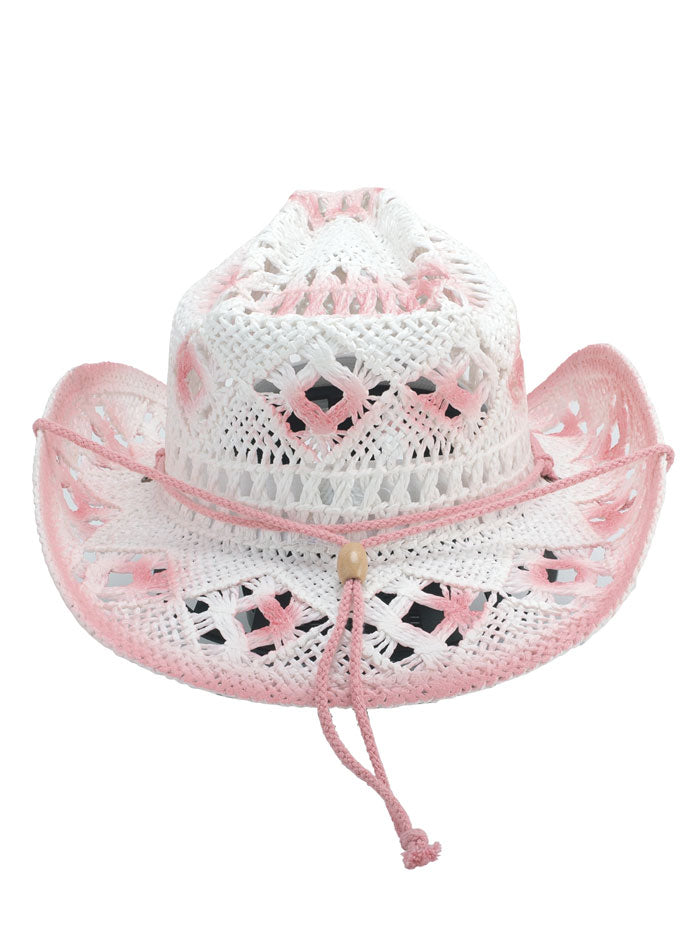 Bullhide 5097 FONTANA Kids Toyo Straw Hat Pink side / front view. If you need any assistance with this item or the purchase of this item please call us at five six one seven four eight eight eight zero one Monday through Saturday 10:00a.m EST to 8:00 p.m EST