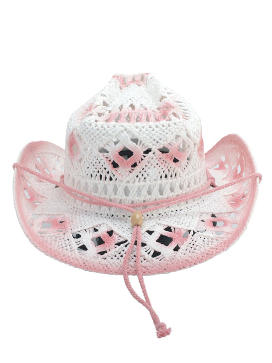 Bullhide 5097 FONTANA Kids Toyo Straw Hat Pink back view. If you need any assistance with this item or the purchase of this item please call us at five six one seven four eight eight eight zero one Monday through Saturday 10:00a.m EST to 8:00 p.m EST