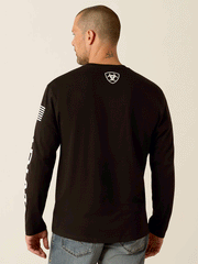 Ariat 10054193 Mens Elevated V2 T-Shirt Black back view. If you need any assistance with this item or the purchase of this item please call us at five six one seven four eight eight eight zero one Monday through Saturday 10:00a.m EST to 8:00 p.m EST