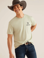 Ariat 10047896 Mens Lights Out T-Shirt Desert Sage Heather front view. If you need any assistance with this item or the purchase of this item please call us at five six one seven four eight eight eight zero one Monday through Saturday 10:00a.m EST to 8:00 p.m EST