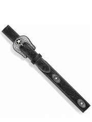 Justin C12423 Mens 5 Star Tooled Leather Belt Black alternative view. If you need any assistance with this item or the purchase of this item please call us at five six one seven four eight eight eight zero one Monday through Saturday 10:00a.m EST to 8:00 p.m EST