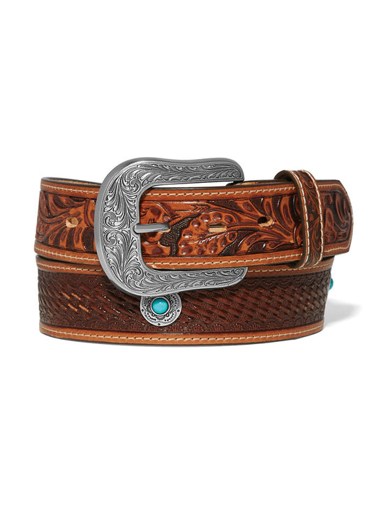 Justin C14235 Mens Durango Belt Dark Brown front view. If you need any assistance with this item or the purchase of this item please call us at five six one seven four eight eight eight zero one Monday through Saturday 10:00a.m EST to 8:00 p.m EST