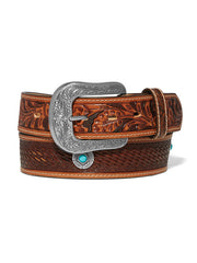 Justin C14235 Mens Durango Belt Dark Brown front view. If you need any assistance with this item or the purchase of this item please call us at five six one seven four eight eight eight zero one Monday through Saturday 10:00a.m EST to 8:00 p.m EST