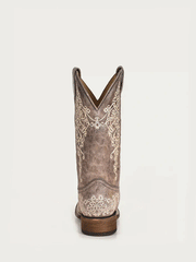 Corral A2663 Ladies Crater Bone Embroidery Square Toe Boot Brown back view. If you need any assistance with this item or the purchase of this item please call us at five six one seven four eight eight eight zero one Monday through Saturday 10:00a.m EST to 8:00 p.m EST