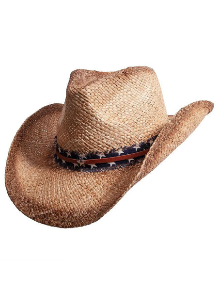 American Hat Makers DUSTY Straw Sun Hat Natural side / front view. If you need any assistance with this item or the purchase of this item please call us at five six one seven four eight eight eight zero one Monday through Saturday 10:00a.m EST to 8:00 p.m EST