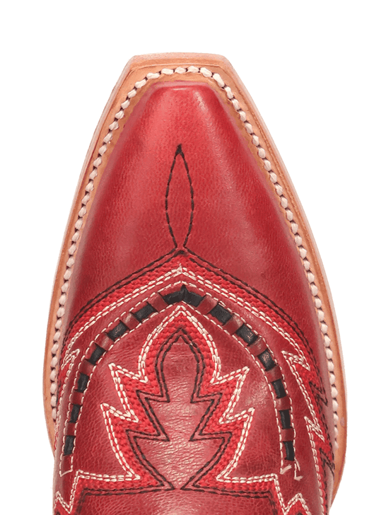 Dan Post DP7021 Womens MESA Snip Toe Leather Boot Red toe view. If you need any assistance with this item or the purchase of this item please call us at five six one seven four eight eight eight zero one Monday through Saturday 10:00a.m EST to 8:00 p.m EST