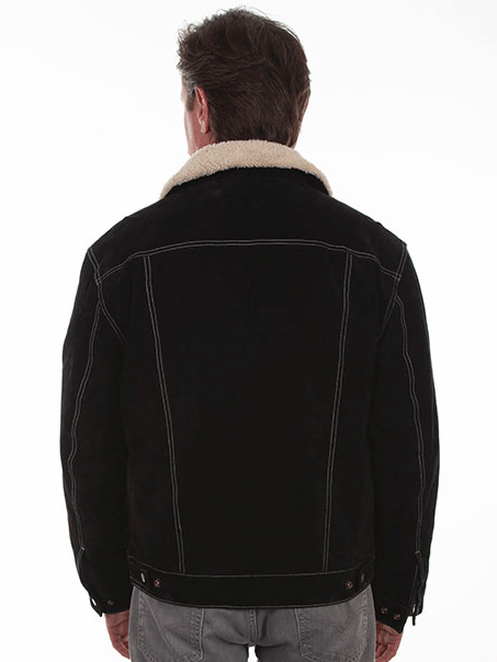 Scully 113-19 Mens Sherpa Lined Boar Suede Western Jacket Black front view. If you need any assistance with this item or the purchase of this item please call us at five six one seven four eight eight eight zero one Monday through Saturday 10:00a.m EST to 8:00 p.m EST

