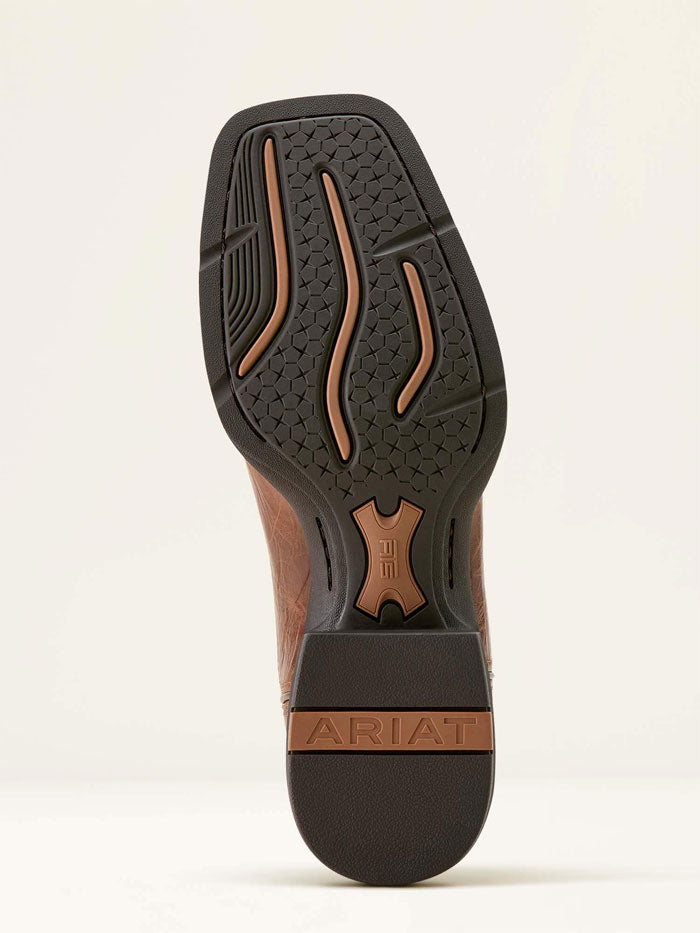 Ariat 10063836 Mens Sport Wide Square Toe Western Boot Dark Tan side / front view. If you need any assistance with this item or the purchase of this item please call us at five six one seven four eight eight eight zero one Monday through Saturday 10:00a.m EST to 8:00 p.m EST