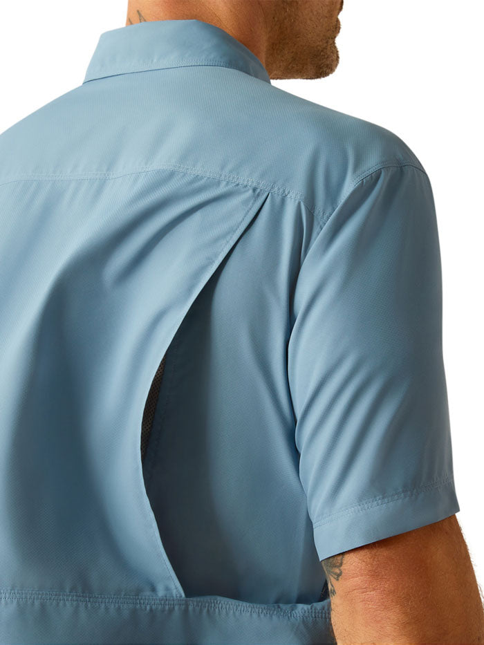 Ariat 10055122 Mens VentTEK Outbound Classic Fit Shirt Blue Shadow front view. If you need any assistance with this item or the purchase of this item please call us at five six one seven four eight eight eight zero one Monday through Saturday 10:00a.m EST to 8:00 p.m EST