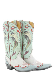 Old Gringo L4073-2 Womens CORALINE Leather Boot Taupe Teal side view pair. If you need any assistance with this item or the purchase of this item please call us at five six one seven four eight eight eight zero one Monday through Saturday 10:00a.m EST to 8:00 p.m EST