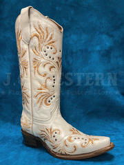 Circle G L5967 Ladies Embroidery And Studs Boots Pearl front and side view. If you need any assistance with this item or the purchase of this item please call us at five six one seven four eight eight eight zero one Monday through Saturday 10:00a.m EST to 8:00 p.m EST