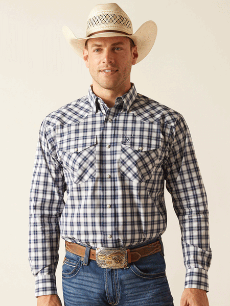 Ariat 10051273 Mens Pro Series Ezra Classic Fit Shirt Grey front view. If you need any assistance with this item or the purchase of this item please call us at five six one seven four eight eight eight zero one Monday through Saturday 10:00a.m EST to 8:00 p.m EST
