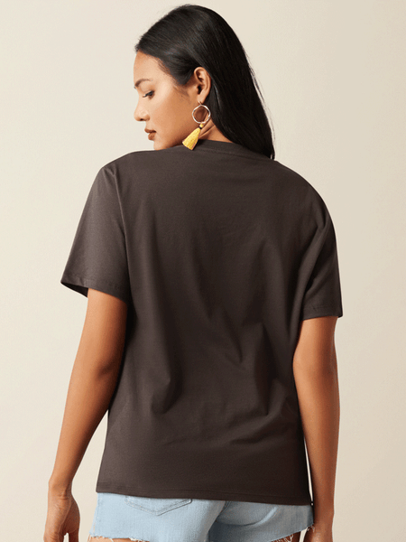 Ariat 10055163 Womens No Roads T-Shirt Vintage Black back view. If you need any assistance with this item or the purchase of this item please call us at five six one seven four eight eight eight zero one Monday through Saturday 10:00a.m EST to 8:00 p.m EST